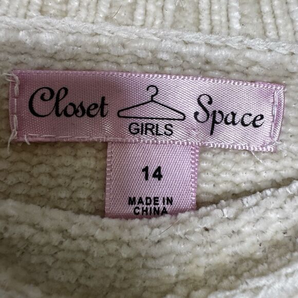 Rainbow Chenille Graphic Crew Neck Knit Cropped Sweater Crop Top Hippie Grunge S - Picture 3 of 3